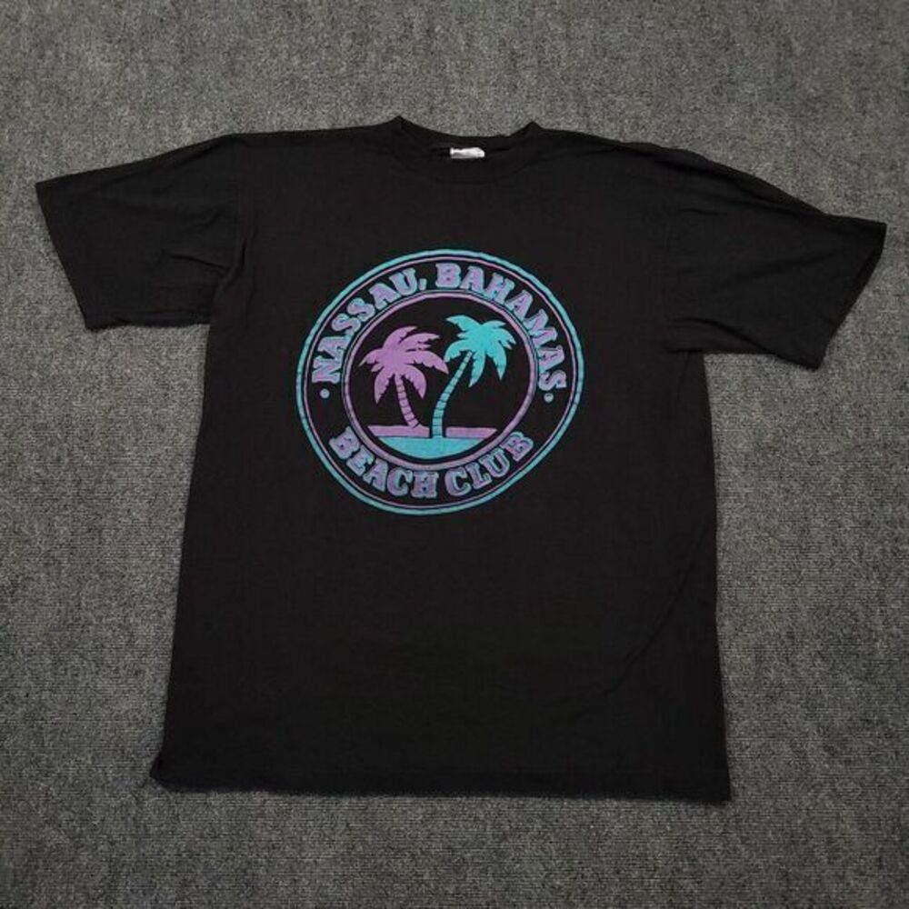 Nassau Bahamas Beach Club Vintage‎ T-Shirt Mens XXL Single Stitch Black